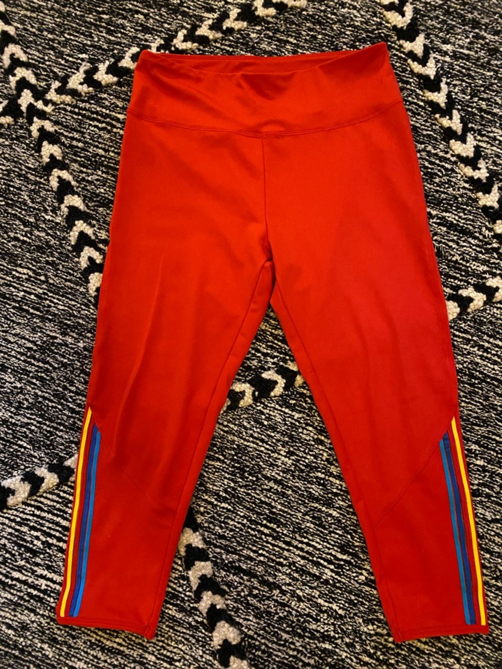 Red Leggings & Top Set with Rainbow Stripe